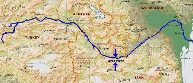 Map of the Aras River Border (Heidari, 2011: 430) | Download Scientific  Diagram